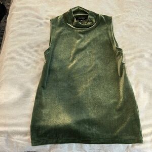 Jcrew green sleeveless velvet top